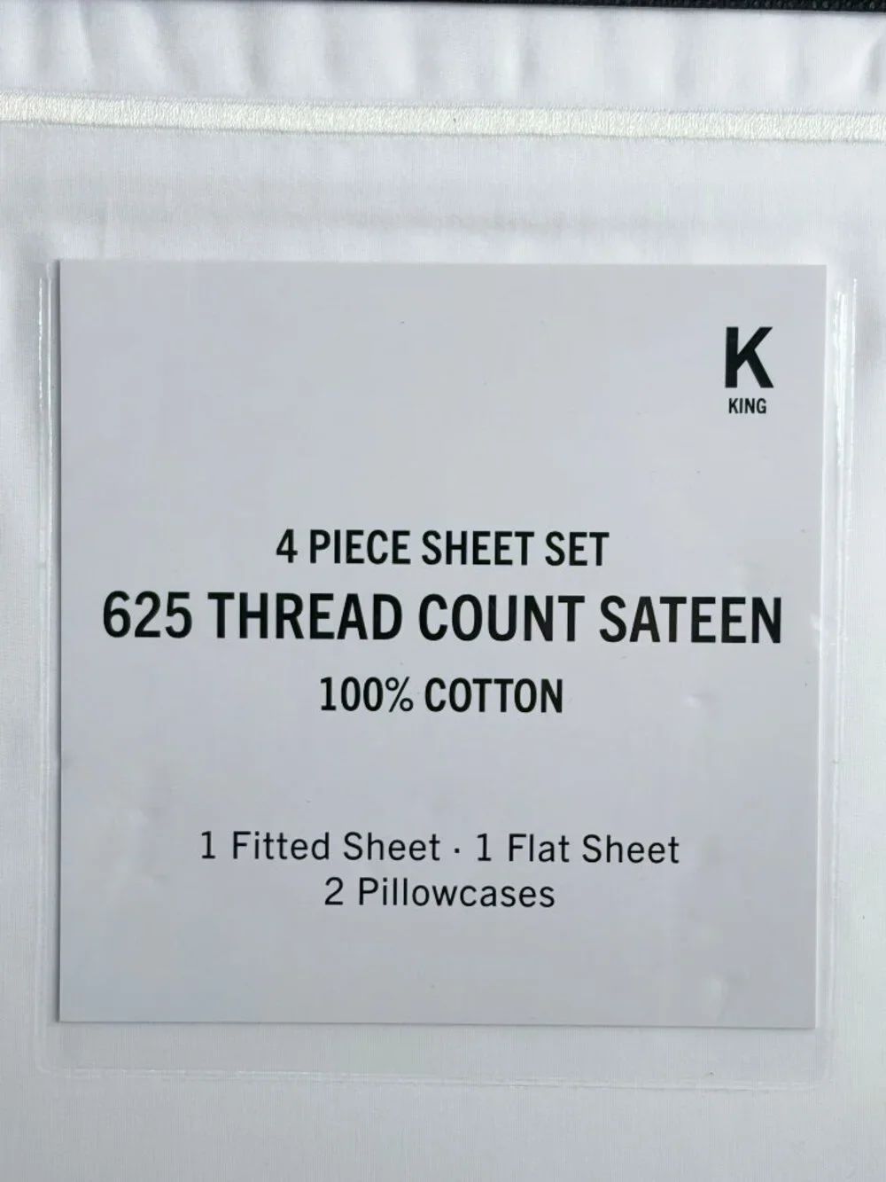 NEW Saks Fifth Avenue King Size 100% Cotton Sateen Sheet Set    White    625 TC